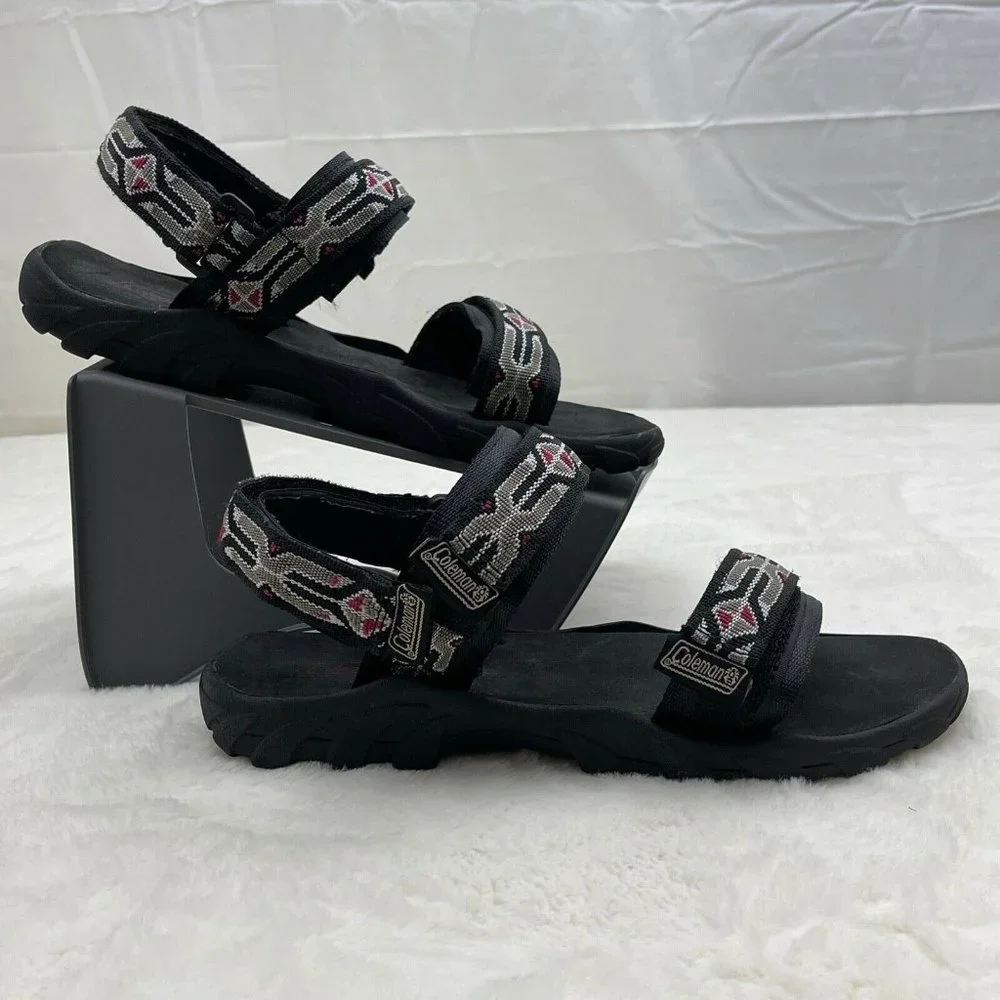 Coleman Sand Lake Open Toe Sandals Men Size 9 Hook & Loop Black